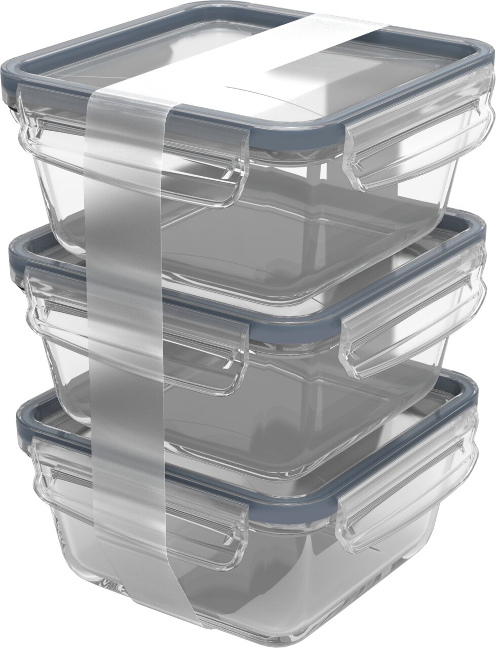 rotho Kühlschrankdose 3-tlg. 0,75l CLIC & LOCK, blau, Glas