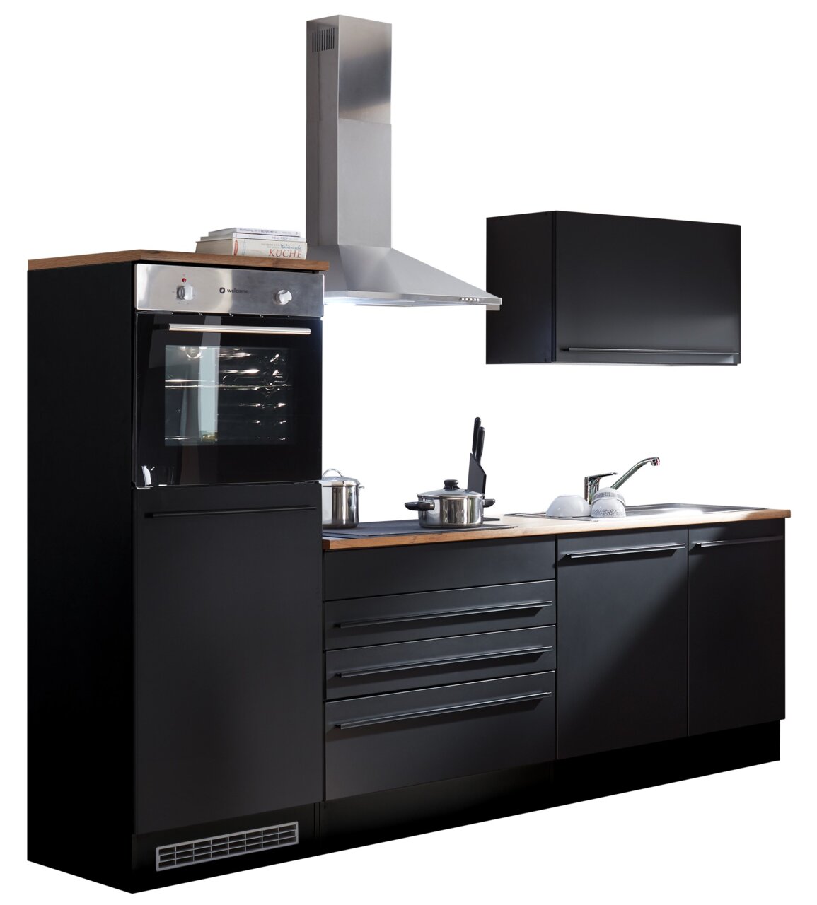 Yourkitchen Küchenblock 260 JAZZ, schwarz, Holznachbildung Image