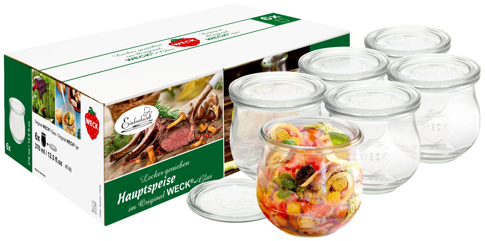 Einkochwelt Hauptspeisenglas 6er-Set WECK, Glas