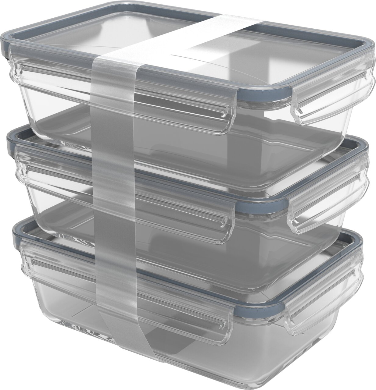 rotho Kühlschrankdose 3tlg. 1,3l CLIC & LOCK, blau, Glas